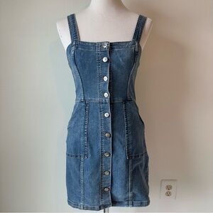 H&M Divided Women’s Denim Jumper Dress size 6, Y2K Square Neck Coquette Cottage
